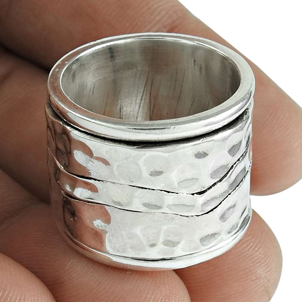 Artisan 925 Solid Sterling Silver Jewelry Spinner Ring Size 5 D1