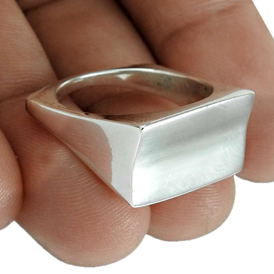 Statement Geometric Ring Size 8 925 Solid Sterling Silver Handmade Jewelry X1