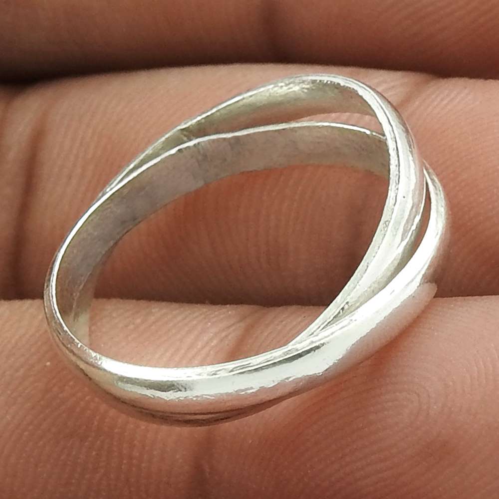 925 Sterling Silver Handcrafted Christmas Gift Jewelry Statement Ring Size 8 V1