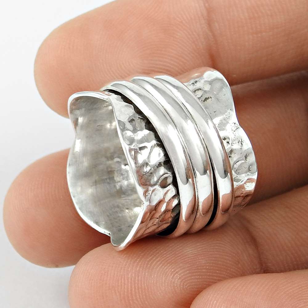 Spinner Ring Size 6 925 Solid Sterling Silver Handmade Indian Jewelry O9