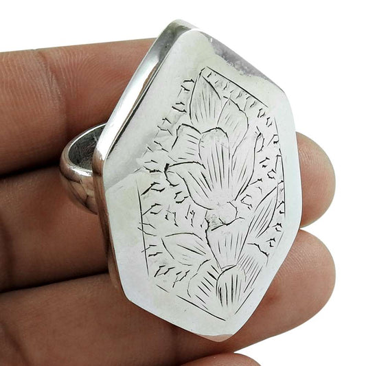 925 Solid Sterling Silver Handmade Jewelry Statement Ring Size 8 N7