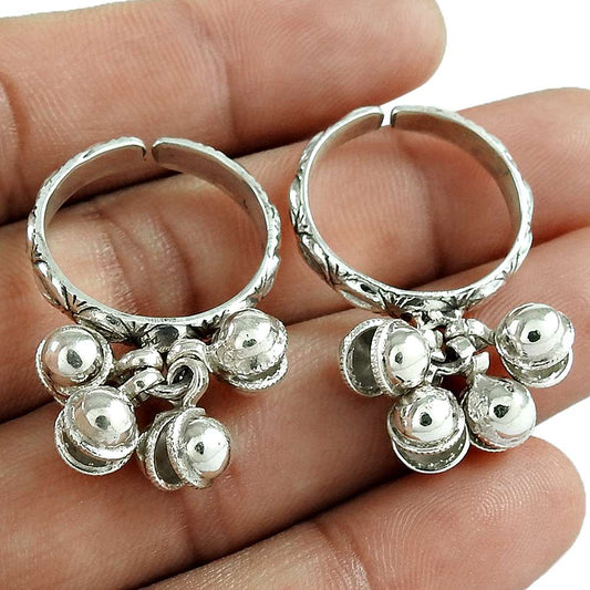 Woman Gift HANDMADE 925 Sterling Silver Toe Ring Size Adjustable RR77