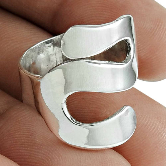925 Sterling Silver Handcrafted Jewelry Statement Alphabet Ring Size 7.5 U2