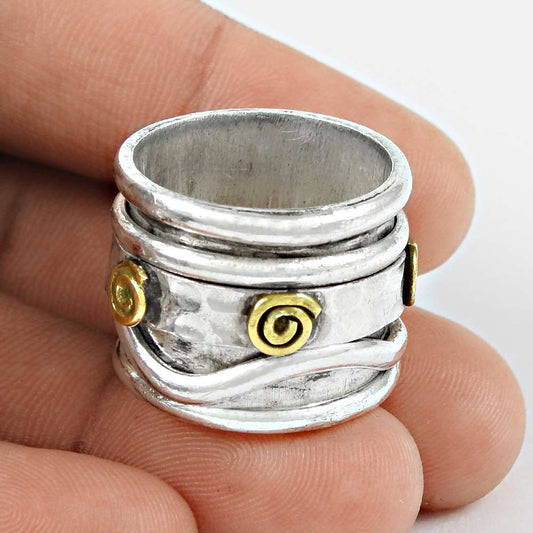 Artisan Christmas Gift Jewelry 925 Solid Sterling Silver Spinner Ring Size 8 B2