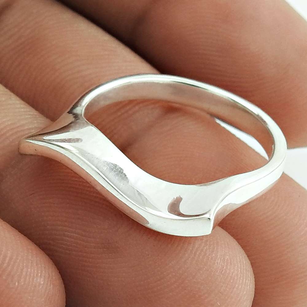Ring Size 8 925 Solid Sterling Silver Handmade Christmas Gift Jewelry C2