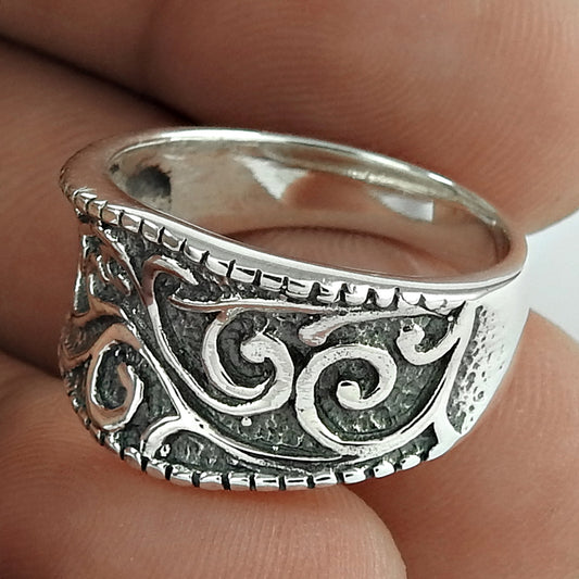 Big Natural Oxidized 925 Sterling Silver Ring