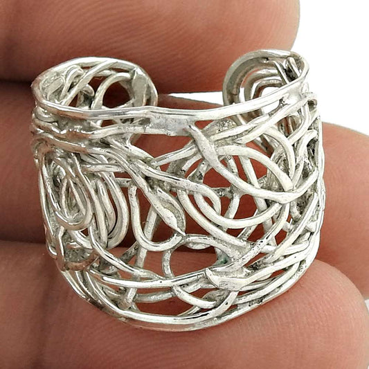 Shapely Solid 925 Sterling Silver Mesh Ring