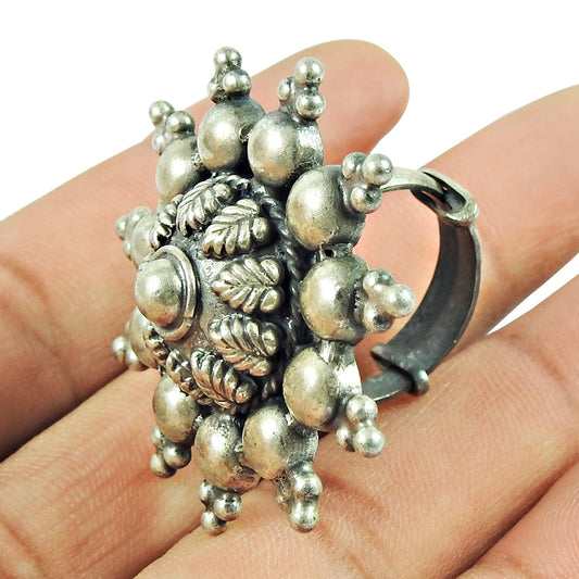 Beautiful Oxidised Sterling Silver Boho Ring Handmade Indian Artisan Jewellery