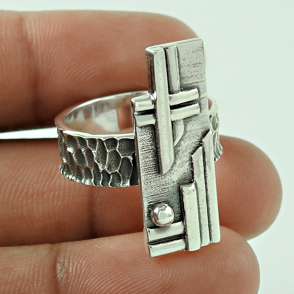 Geometric Ring 925 Solid Sterling Silver HANDMADE Indian Jewelry X19