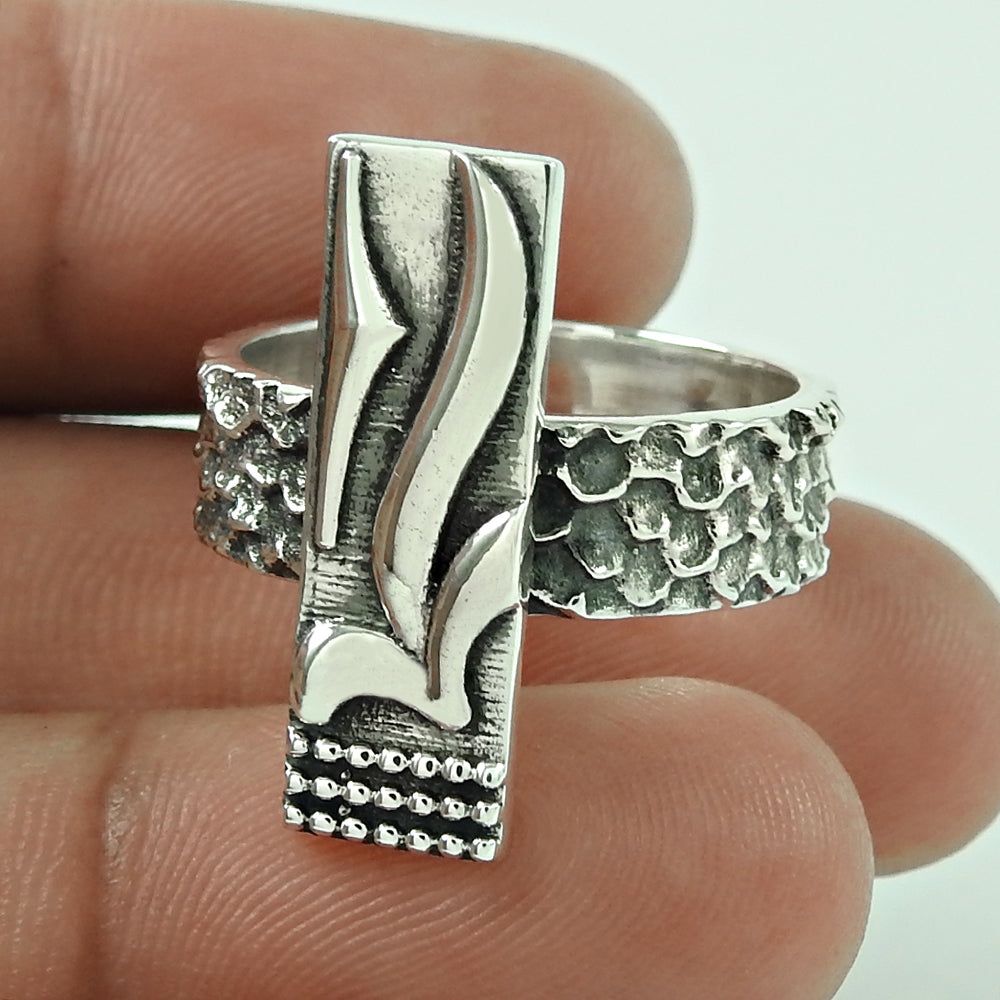 HANDMADE 925 Solid Sterling Silver Jewelry Geometric Ring B55