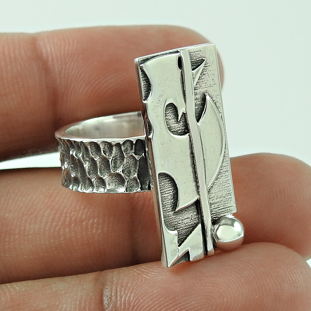 925 Sterling Silver HANDMADE Jewelry Geometric Ring T35