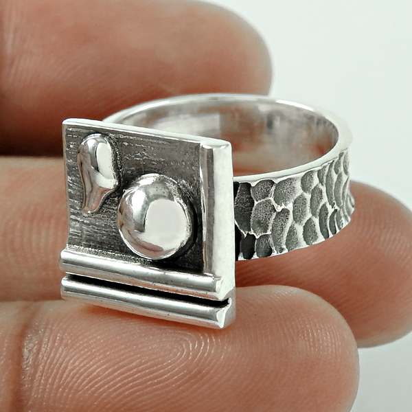 925 Sterling Silver HANDMADE Indian Jewelry Geometric Ring KR104