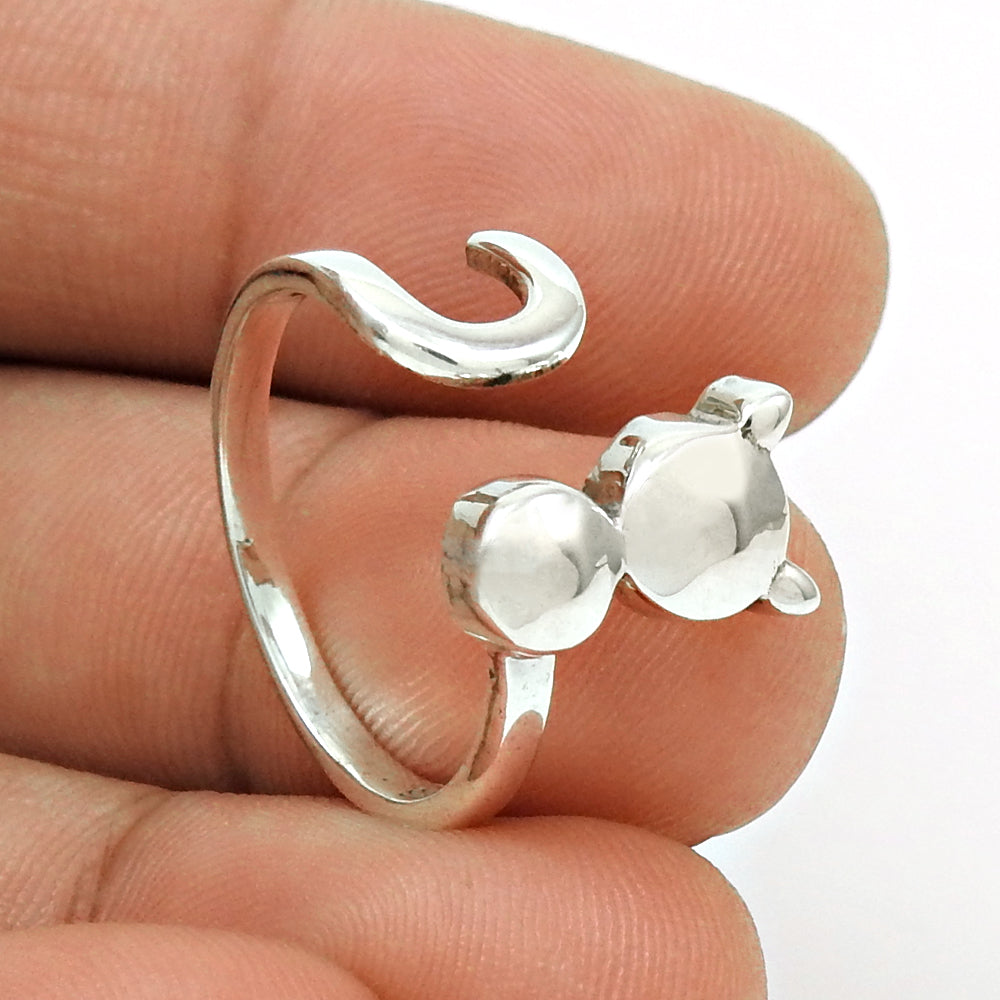 Pleasing Solid 925 Sterling Silver Cat Style Ring Size 5 to 9 Ethnic Jewelry D87