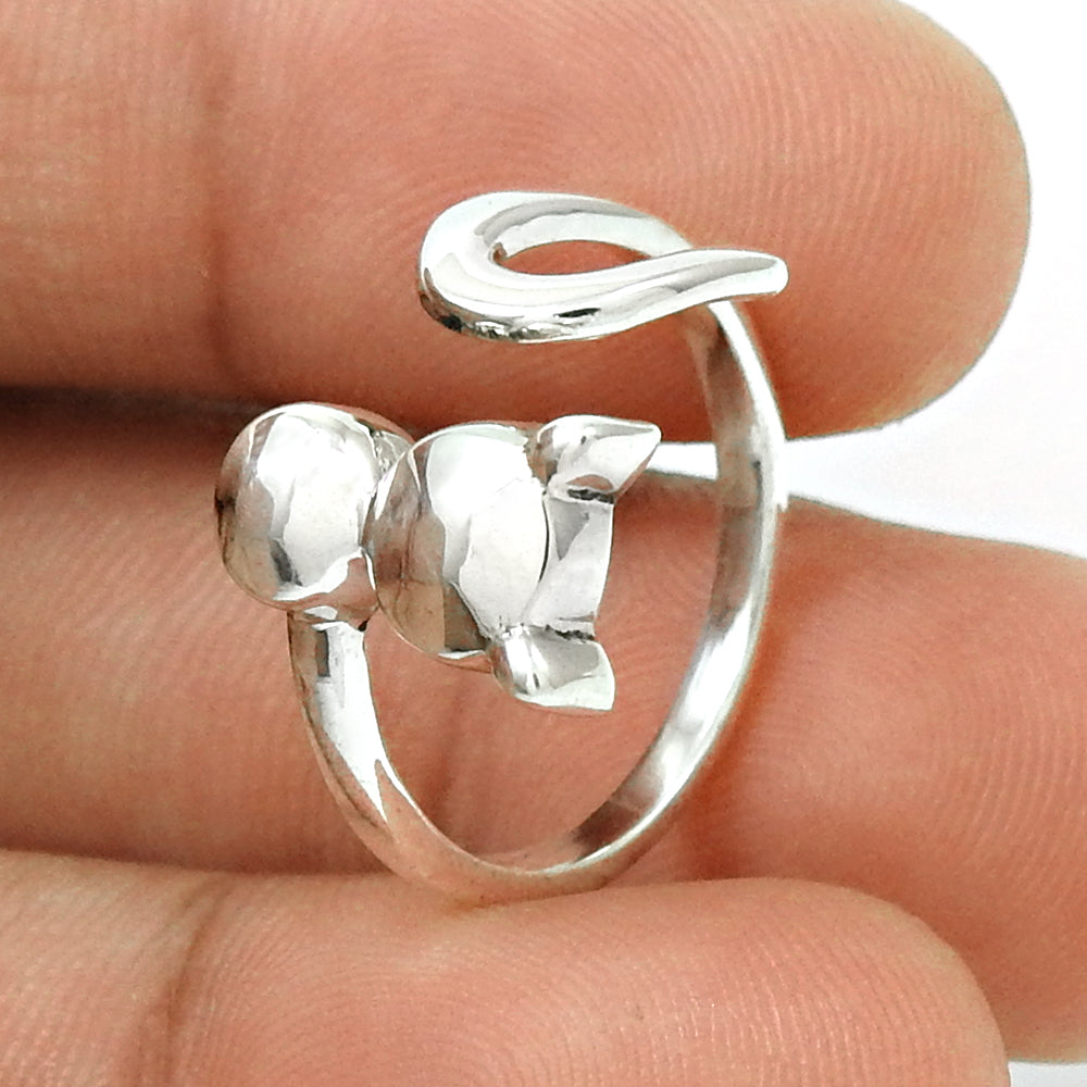 Pleasing Solid 925 Sterling Silver Cat Style Ring Size 5 to 9 Ethnic Jewelry D87