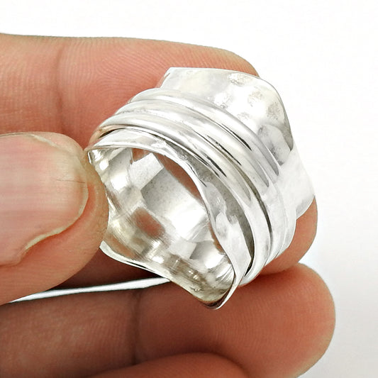 Possessing Good Fortune Solid 925 Sterling Silver Spinner Ring Vintage Look Jewelry C89