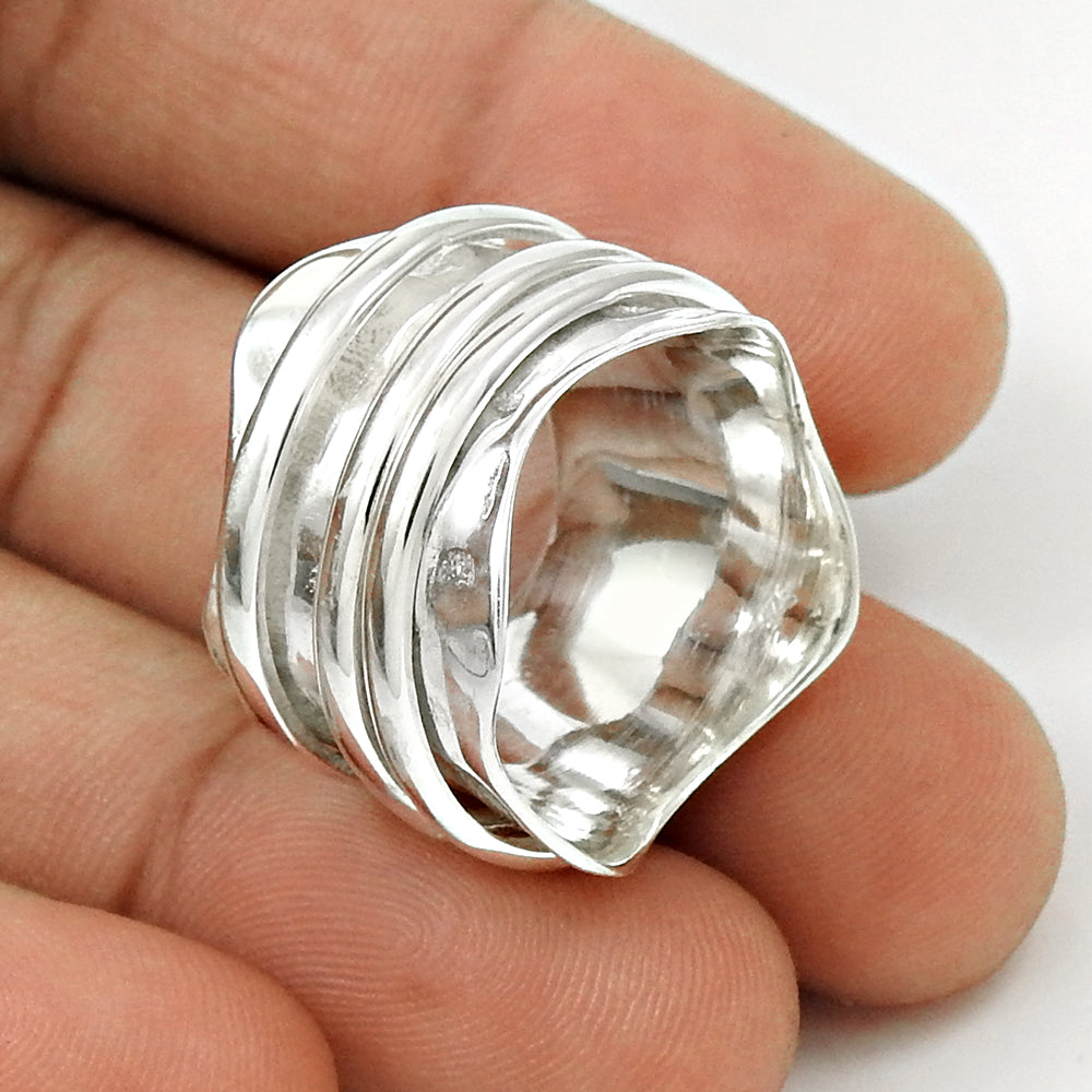 Possessing Good Fortune Solid 925 Sterling Silver Spinner Ring Vintage Look Jewelry C89