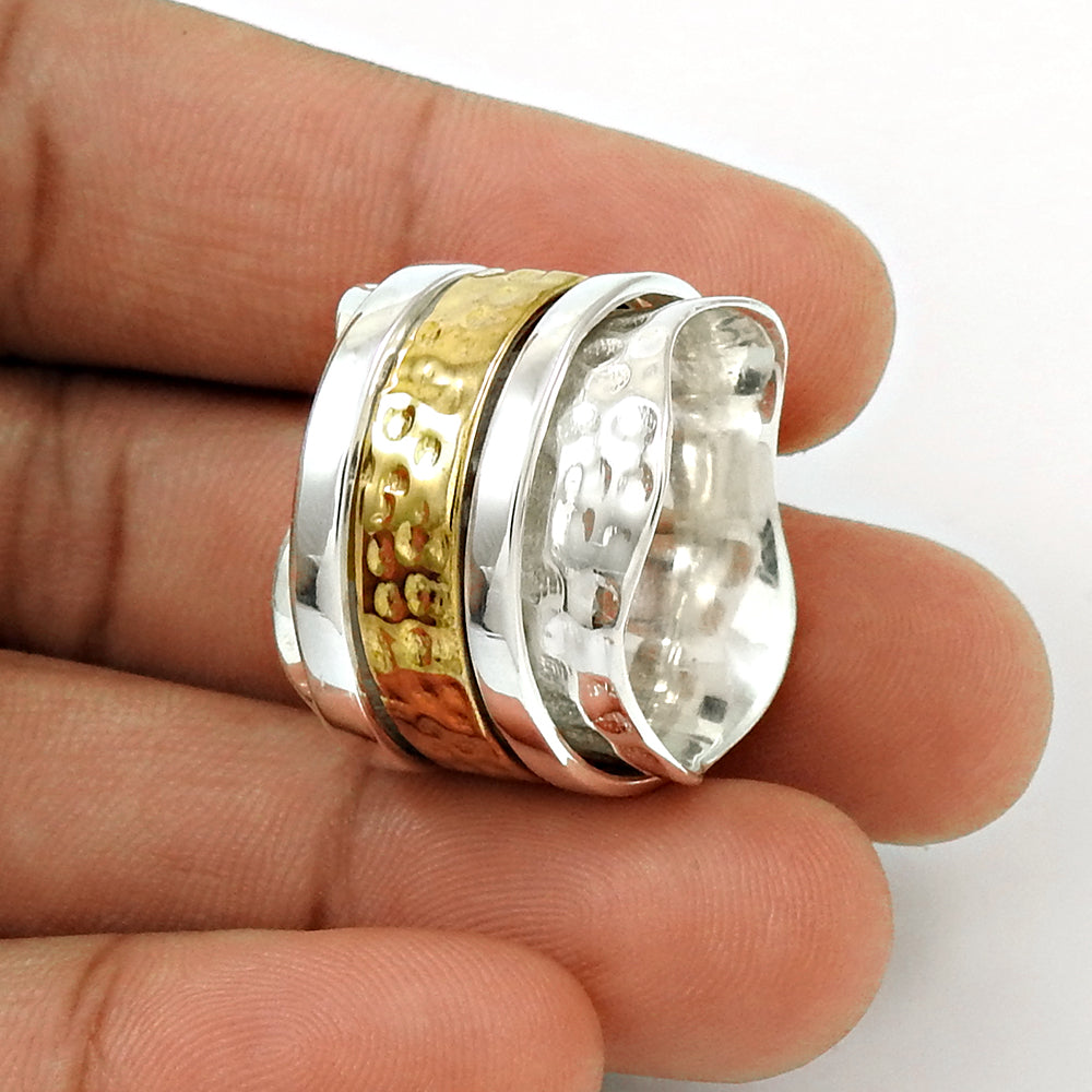 Beautiful Solid 925 Sterling Silver Spinner Ring Antique Jewelry E95