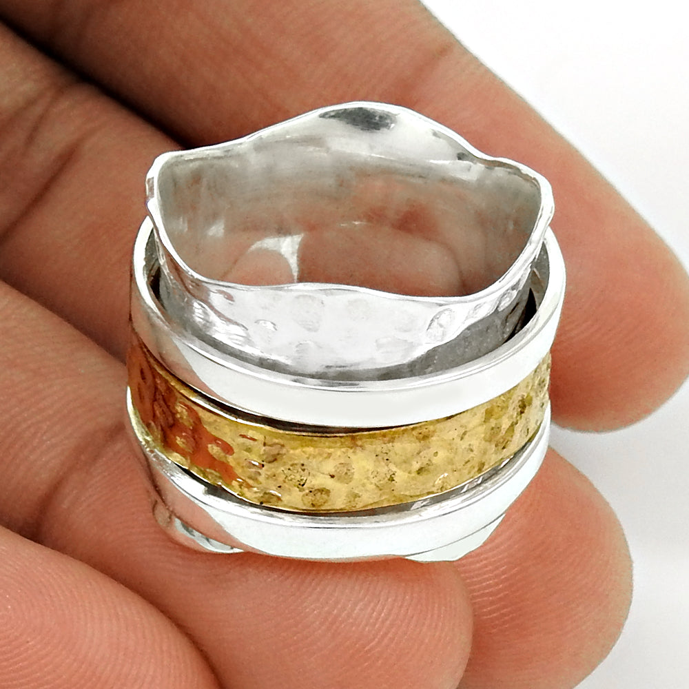 Beautiful Solid 925 Sterling Silver Spinner Ring Antique Jewelry E95