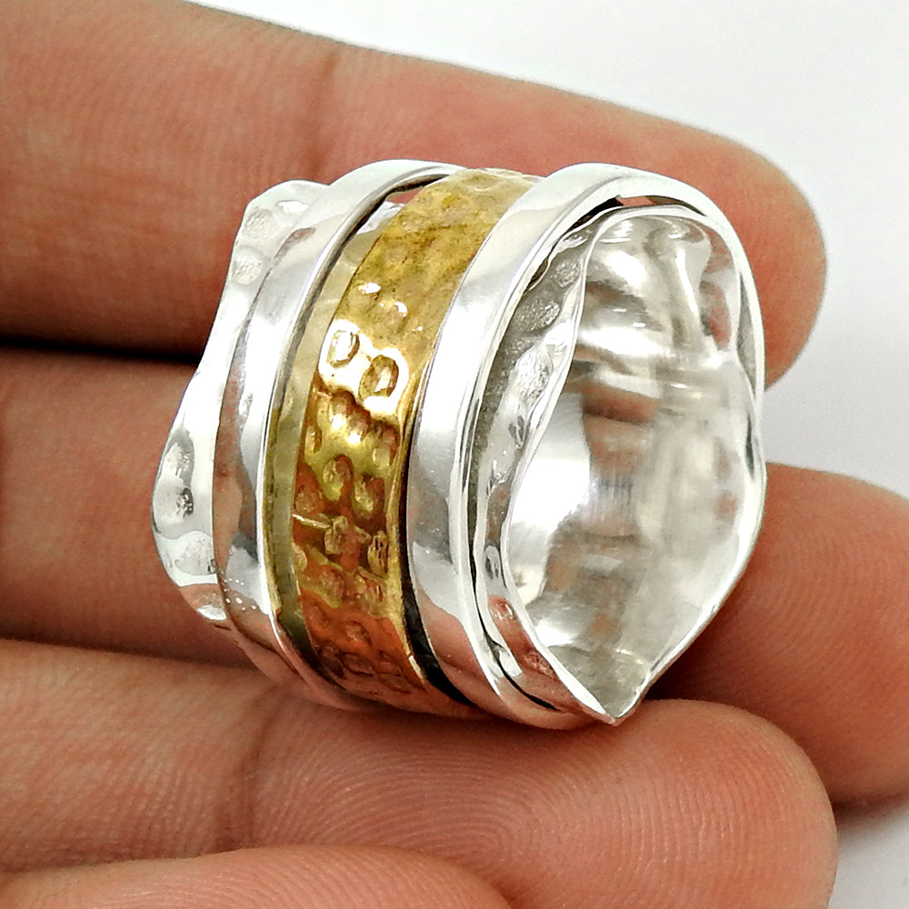Beautiful Solid 925 Sterling Silver Spinner Ring Antique Jewelry E95