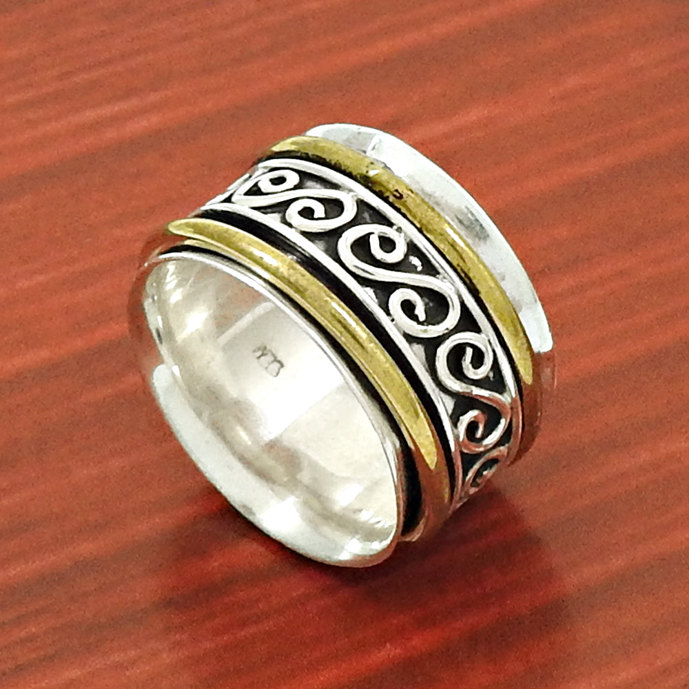 Dainty Solid 925 Sterling Silver Spinner Ring Ethnic Jewelry D94