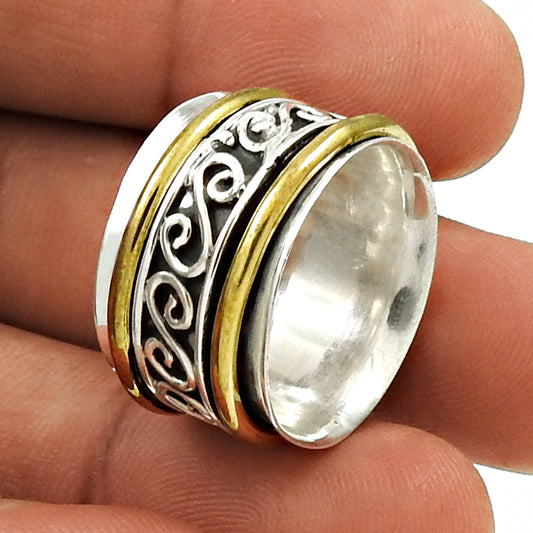 Dainty Solid 925 Sterling Silver Spinner Ring Ethnic Jewelry D94