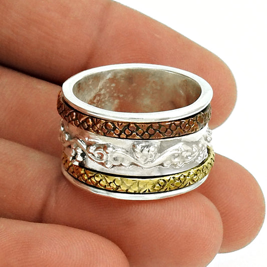 Sightly Solid 925 Sterling Silver Spinner Ring Size 8 Jewelry C93