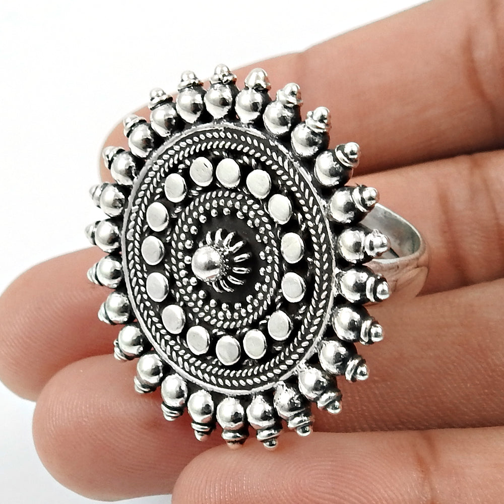 Solid 925 Sterling Silver Adjustable Ethnic Ring Tribal Jewelry T72