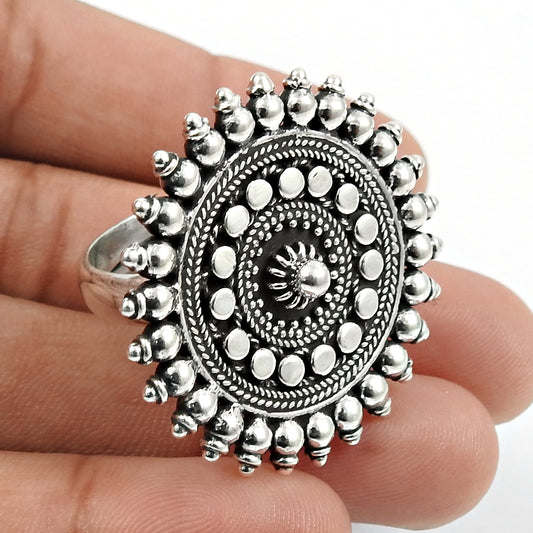 Solid 925 Sterling Silver Adjustable Ethnic Ring Tribal Jewelry T72