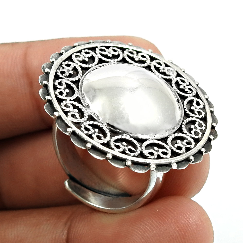 Solid 925 Sterling Silver Adjustable Ring Ethnic Handmade Jewelry K73