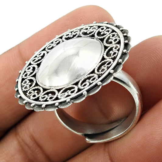 Solid 925 Sterling Silver Adjustable Ring Ethnic Handmade Jewelry K73