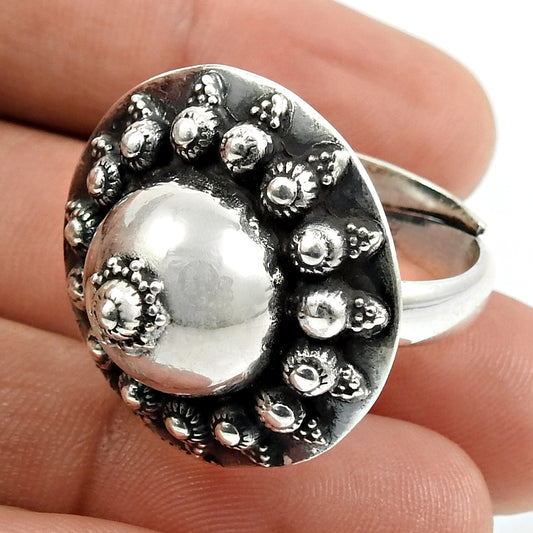 Solid 925 Sterling Silver Adjustable Ethnic Ring Handmade Jewelry E74