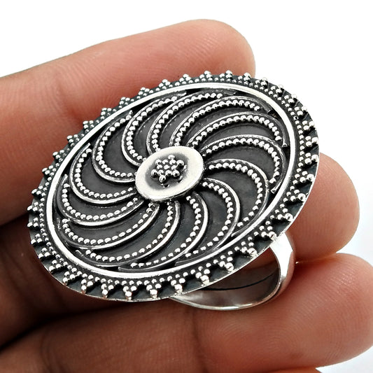 Solid 925 Sterling Silver Artisan Ring Indian Jewelry D75