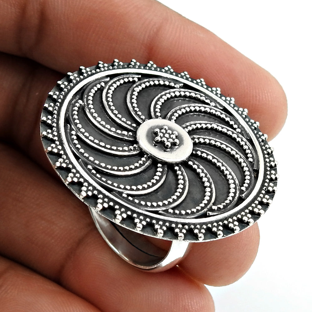 Solid 925 Sterling Silver Artisan Ring Indian Jewelry D75
