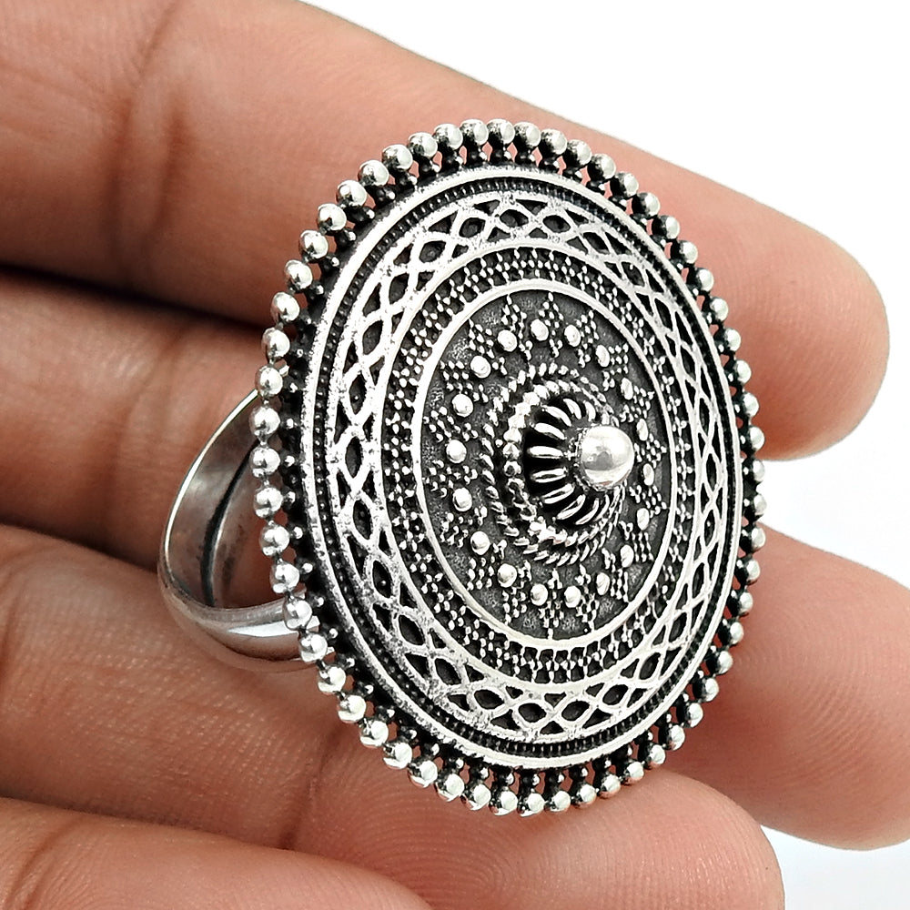 Solid 925 Sterling Silver Ring Indian Artisan Jewelry N75