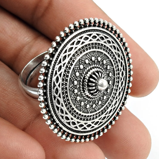Solid 925 Sterling Silver Ring Indian Artisan Jewelry N75
