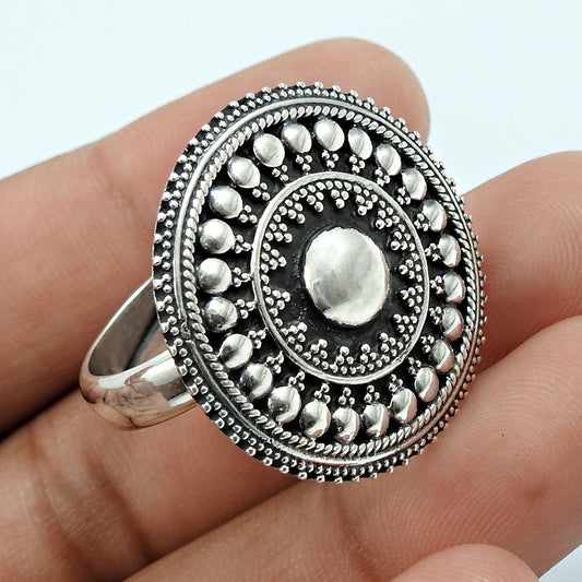 Solid 925 Sterling Silver Indian Artisan Ring Handmade Jewelry W75