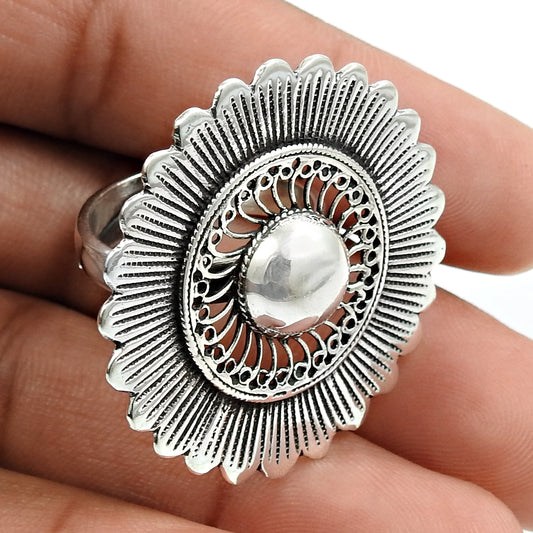 Vintage Look Adjustable Ring Solid 925 Sterling Silver Jewelry K76