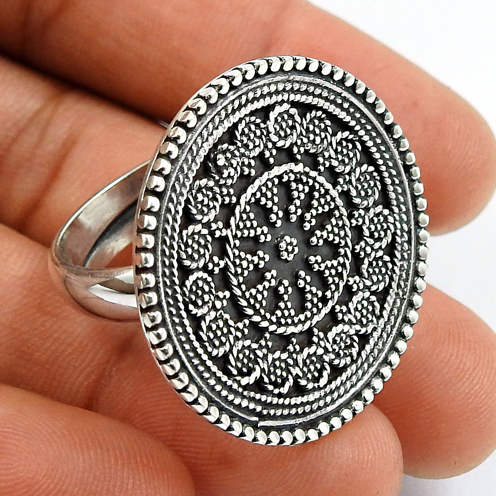 Solid 925 Sterling Silver Ring Tribal Jewelry Z76