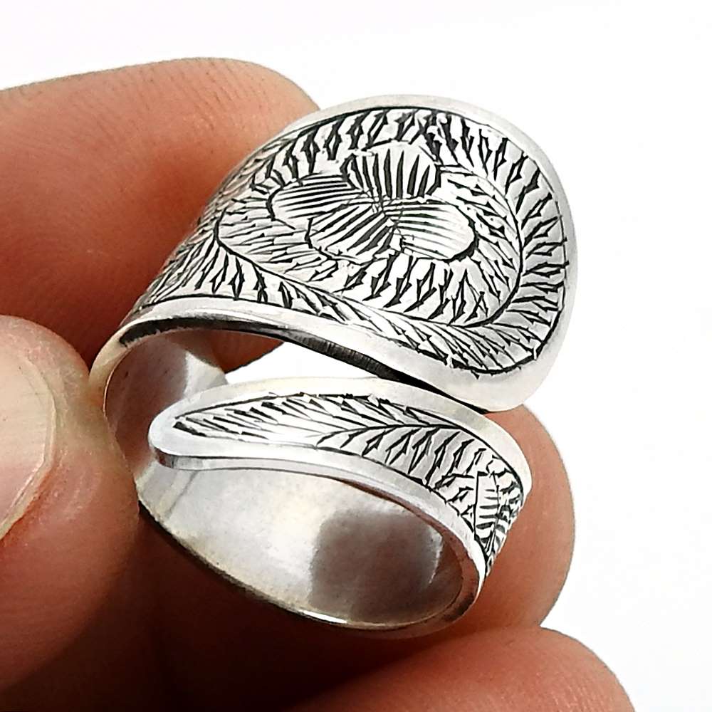 HANDMADE Indian Jewelry 925 Solid Sterling Silver Artisan Ring Size 7 J34