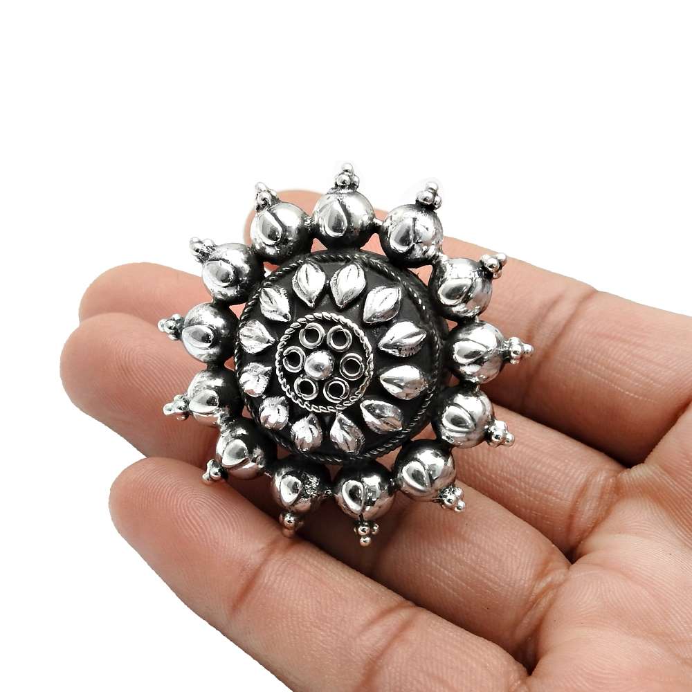 925 Sterling Silver HANDMADE Jewelry Antique Flower Ring Size 10 A26